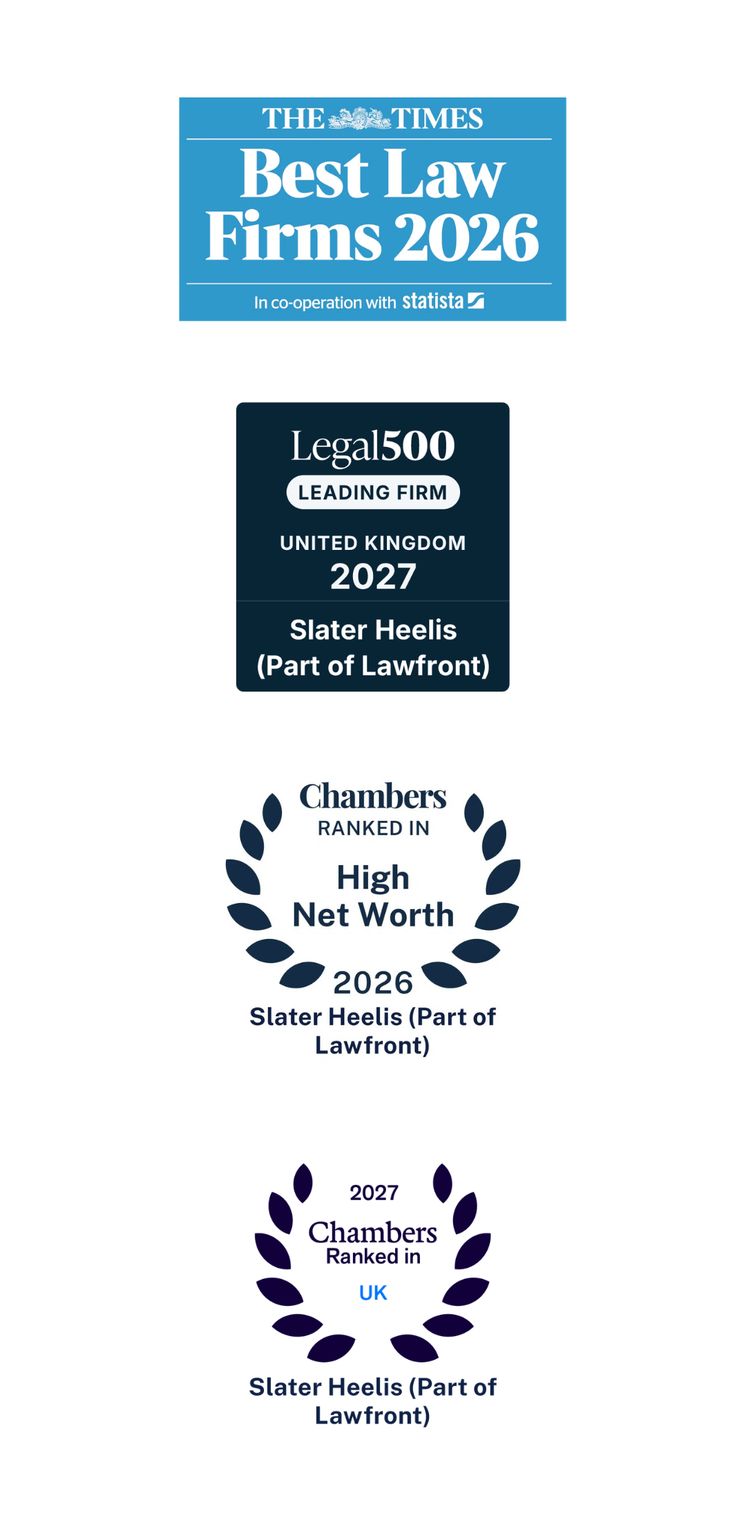 slater heelis times, legal 500, chambers logos